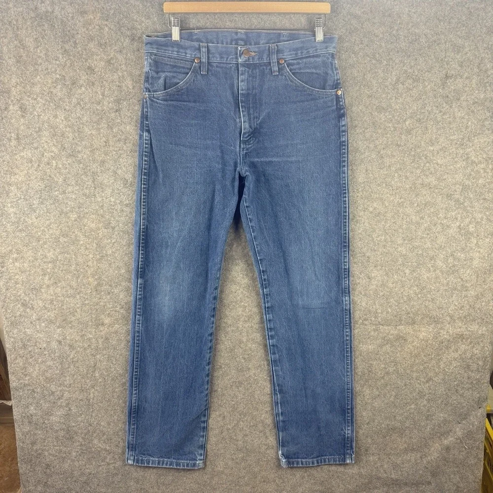 Vintage Wrangler 13MWZ Jeans Mens 33x31 Blue Cowboy Cut Western Rodeo Whiskered